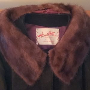 Vintage suede coat, fur collar